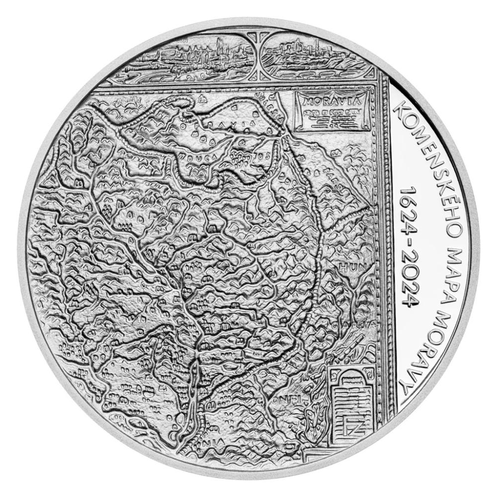 200 Kč (2024) Komenského mapa Moravy (Proof kvalita)