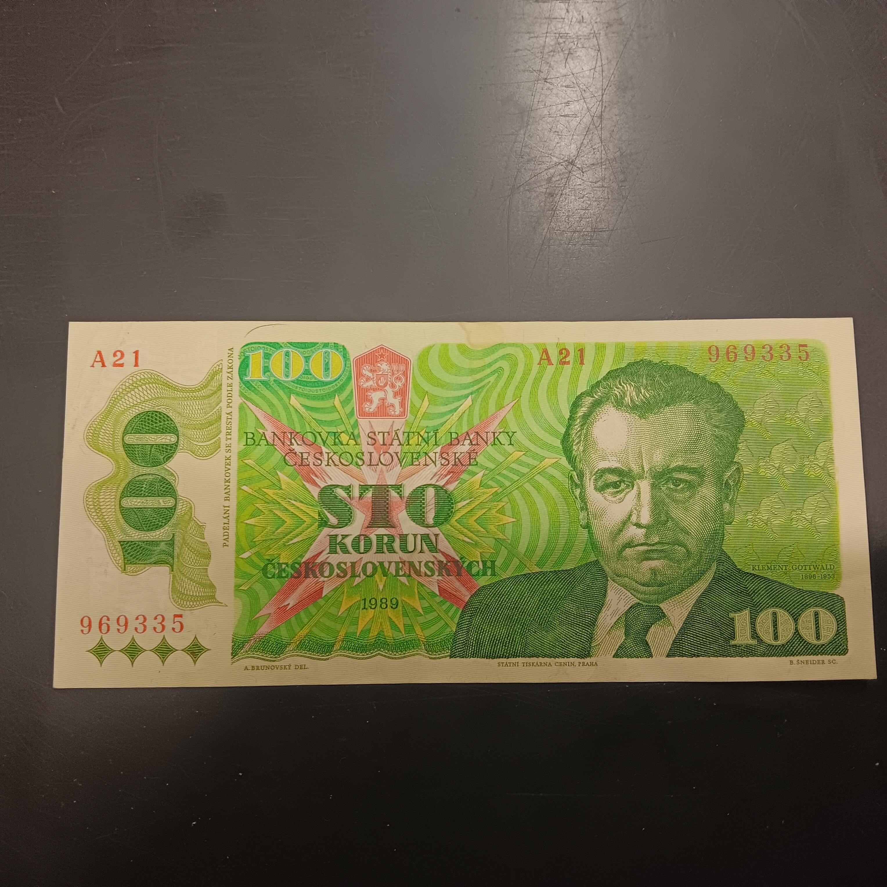 100 Kčs 1989 Československo (Gottwald)