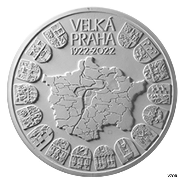 10000 KČ (2022) ZALOŽENÍ VELKÉ PRAHY - STŘÍBRNÁ MINCE (leštěná kvalita)