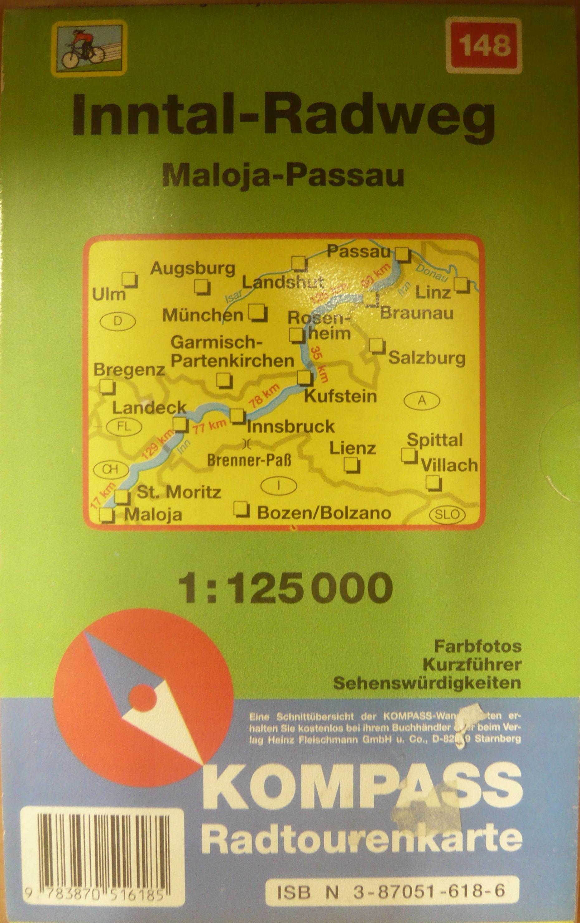 INNTAL-RADWEG MALOJA-PASSAU/148 KOMPASS