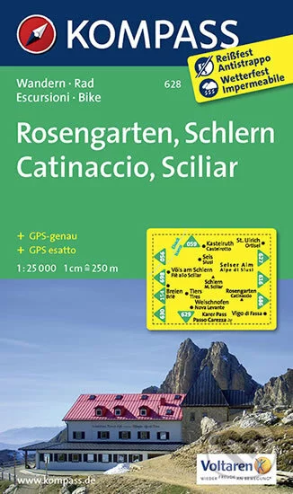 ROSENGARTEN, SCHLERN CATINACCIO, SCILIAR/628 KOMPASS