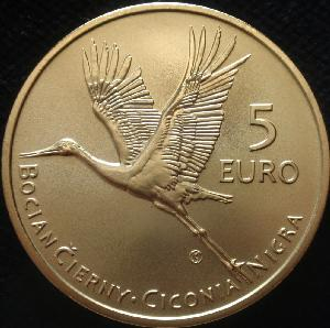 5 EURO (2023) Čáp černý (Běžná kvalita)